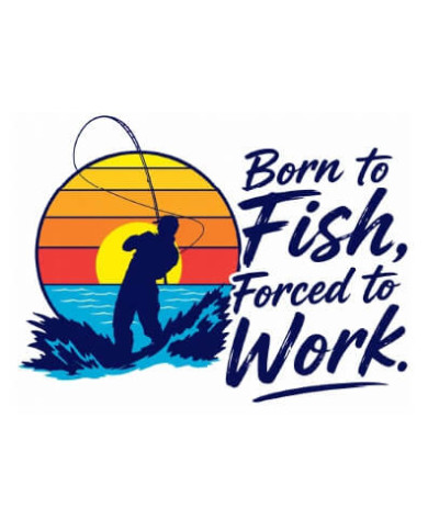My Sticker Life - Born to fish Forced to Work  024) 6.5cm(H) x 6.5cm(L) Magnet