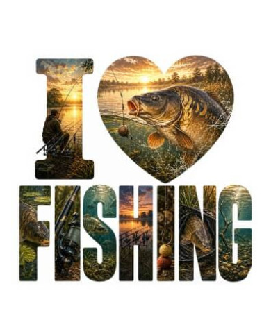 My Sticker Life - I Love Fishing - Carp (025) 6.5cm(H) x 6.5cm(L) Magnet