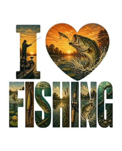 My Sticker Life - I Love Fishing - Bass (026) 6.5cm(H) x 6.5cm(L) Magnet
