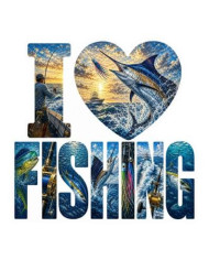 My Sticker Life - I Love Fishing - Marlin (027) 6.5cm(H) x 6.5cm(L) Magnet