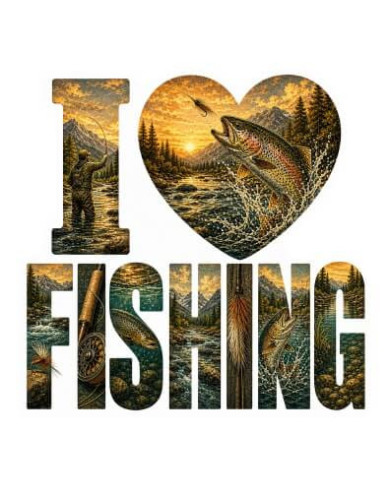 My Sticker Life - I Love Fishing - Trout (028) 6.5cm(H) x 6.5cm(L) Magnet