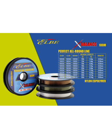 Elbe XBalance 12lb 0.28mm 100m Clear Nylon Copolymer line
