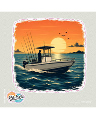 My Sticker Life  -  Sunset - Boat (039) 8.5cm(H) x 8.5cm(L) Sticker