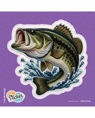 My Sticker Life  - Largemouth Bass Leap (032) 9cm(H) x 9.5cm(L) Sticker
