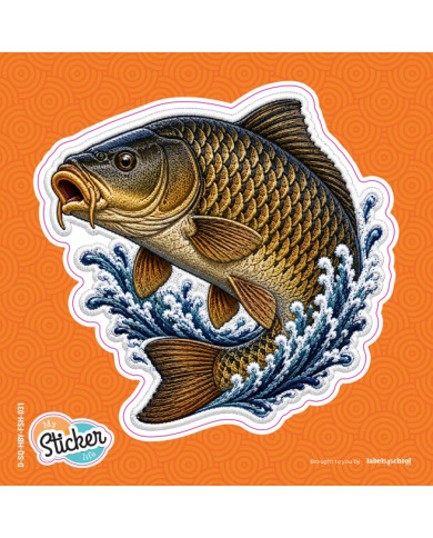 My Sticker Life  - Carp Leap (031) 9cm(H) x 9.5cm(L) Sticker
