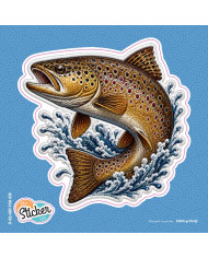 My Sticker Life  - Brown Trout Leap (030) 9cm(H) x 9.5cm(L) Sticker