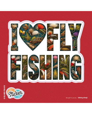 My Sticker Life  - I Love Fly fishing - Flies (015) 7.5cm(H) x 9cm(L) Sticker
