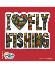 My Sticker Life  - I Love Fly fishing - Flies (015) 7.5cm(H) x 9cm(L) Sticker