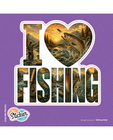 My Sticker Life  - I Love fishing - Trout (014) 8.5cm(H) x 8cm(L) Sticker