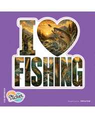 My Sticker Life  - I Love fishing - Trout (014) 8.5cm(H) x 8cm(L) Sticker