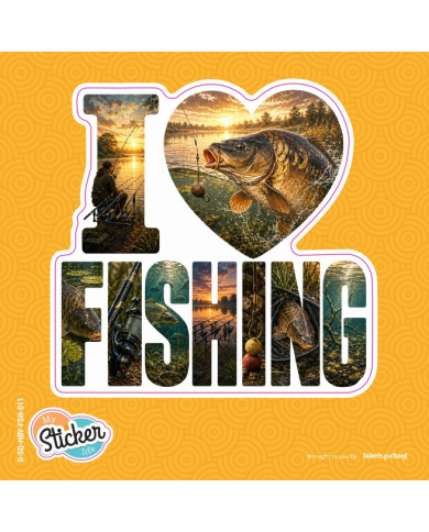 My Sticker Life  - I Love fishing - Carp (011) 8.5cm(H) x 8cm(L) Sticker