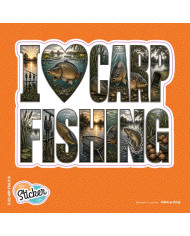 My Sticker Life  - I Love Carp Fishing - Carp (010) 7.5cm(H) x 9cm(L) Sticker