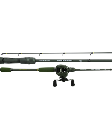 Sensation Dark Shadow 2 7ft MH 2 Piece - 7.0:1 Olive Green Baitcaster Combo