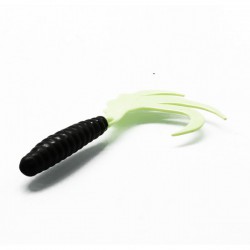 Cull-em Value Series Ripple Tail Worm Black Chartreuse 4" 5pk