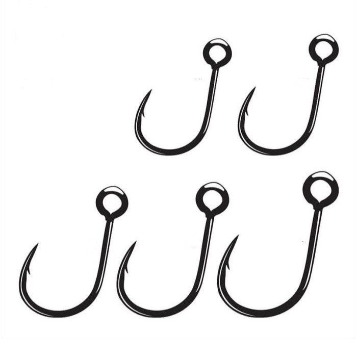 In-Line Opposed Eye Single Point Hooks for Treble Hook Replacement