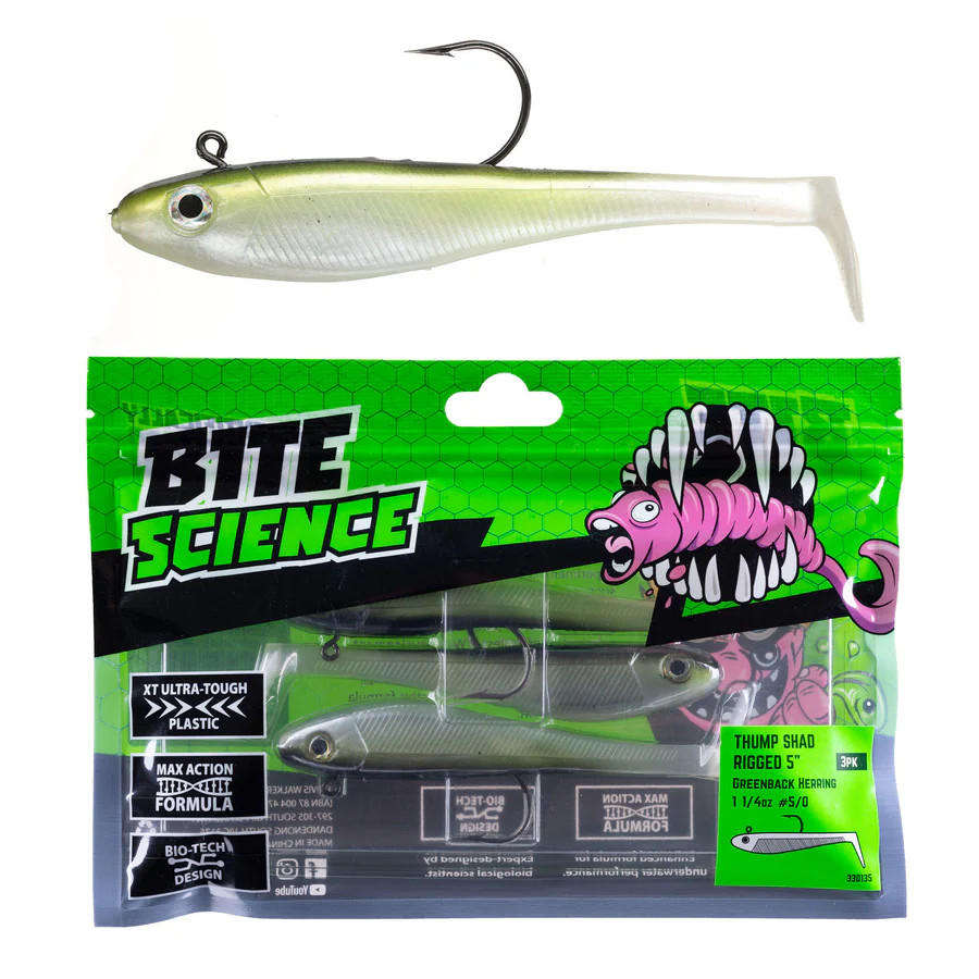 Bite Science Thump Shad Rigged 3in & 4in & 5in