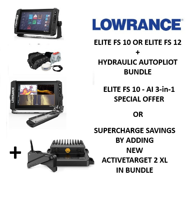 Lowrance Elite FS + AI 3-in-1 Xdr & Active Target 2XL & Autopilot Bundle Specials