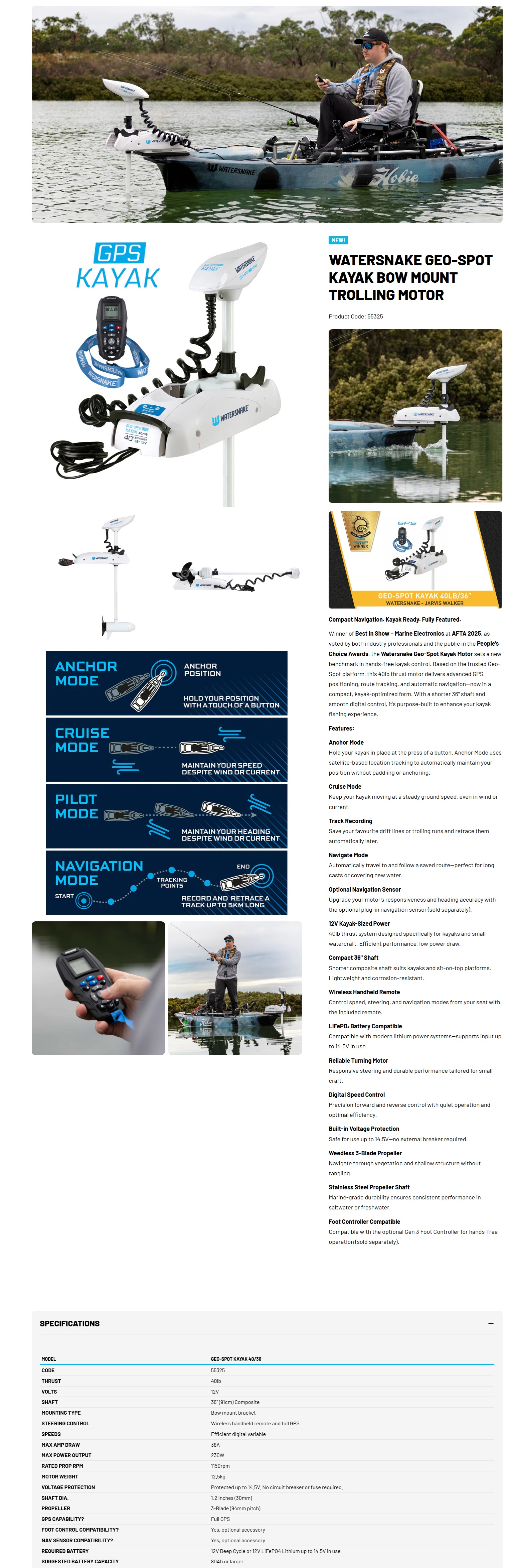 Watersnake Geo-Spot Kayak GPS Tolling Motor