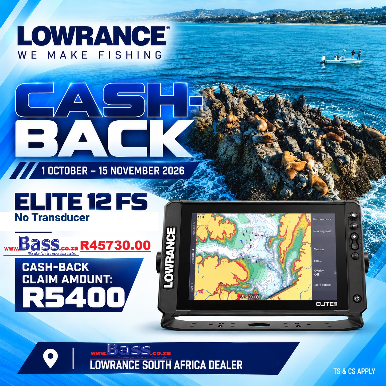 Lowrance Elite FS 12 No Transducer on Cash Back Rebate Sale
